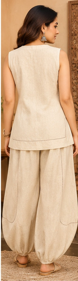 Women’s Ivory Embroidered Sleeveless Co-Ord Set