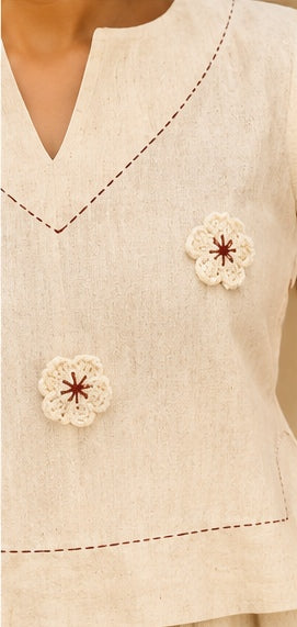 Women’s Ivory Embroidered Sleeveless Co-Ord Set