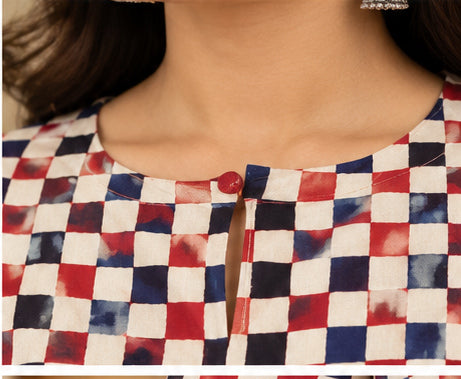 Premium Checkered Modal Silk Free Size Top