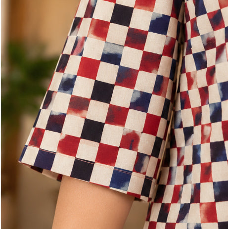 Premium Checkered Modal Silk Free Size Top