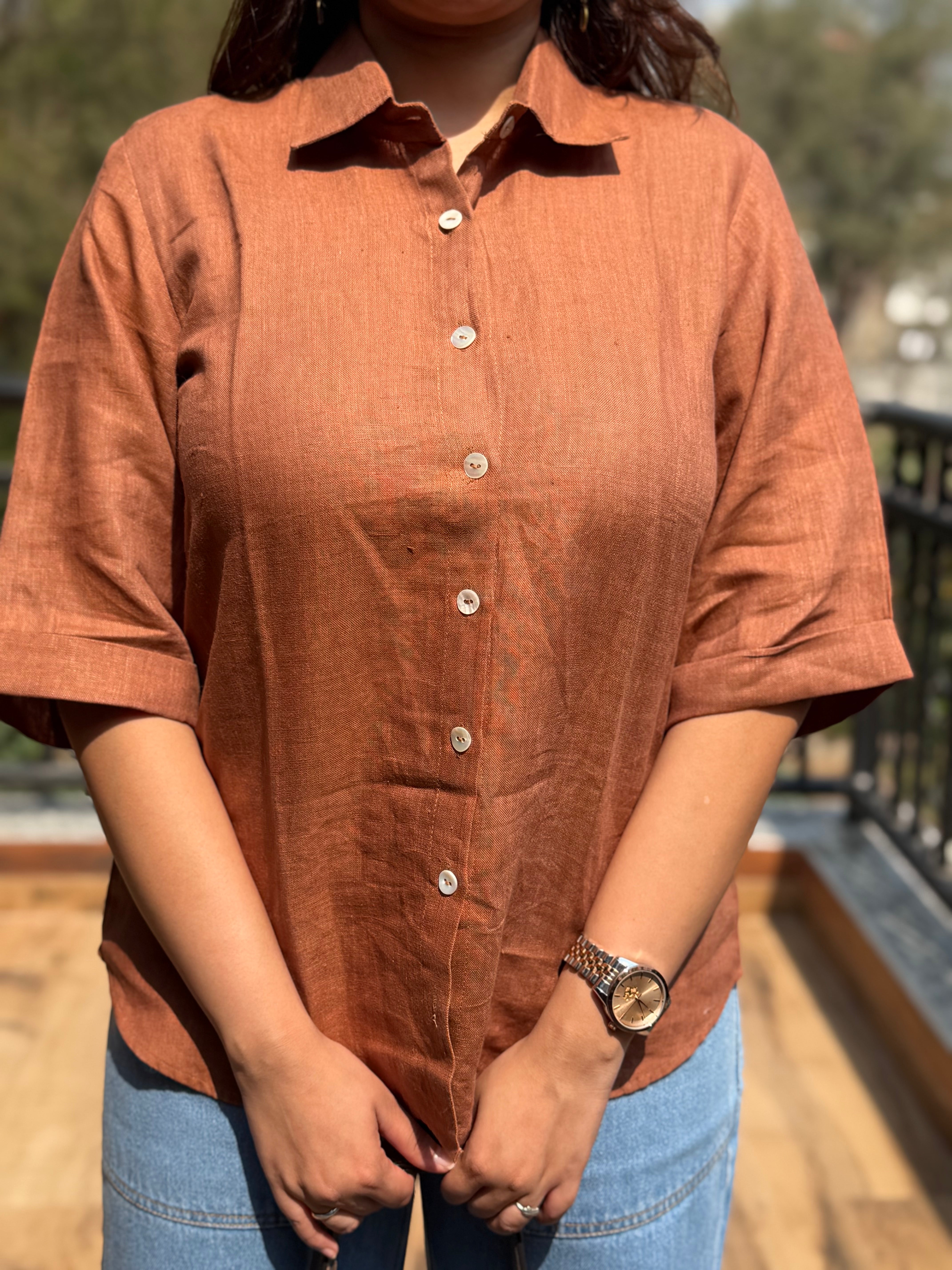 Brown linen shirt