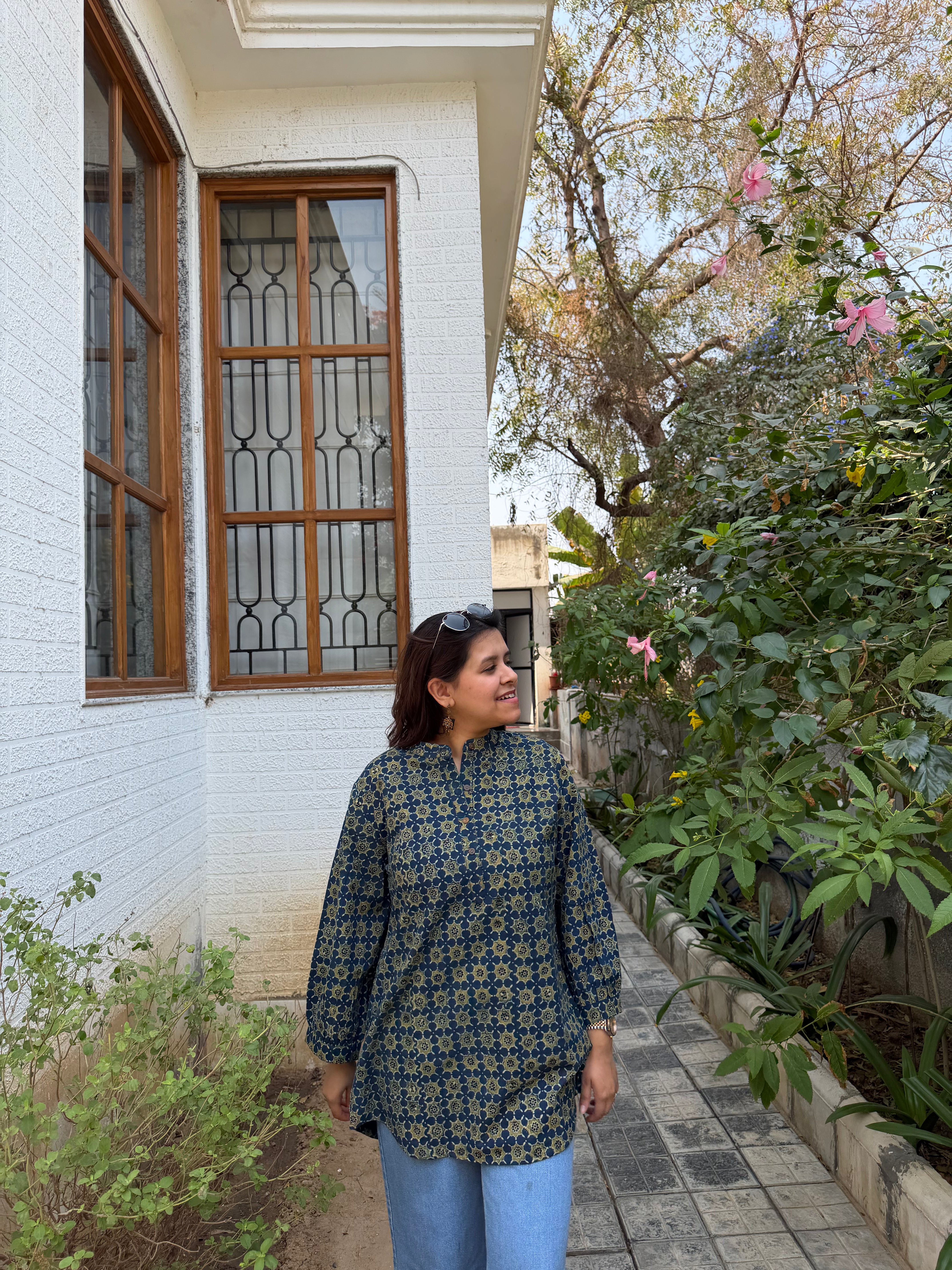 Indigo Ajrak Print Khadi Tunic