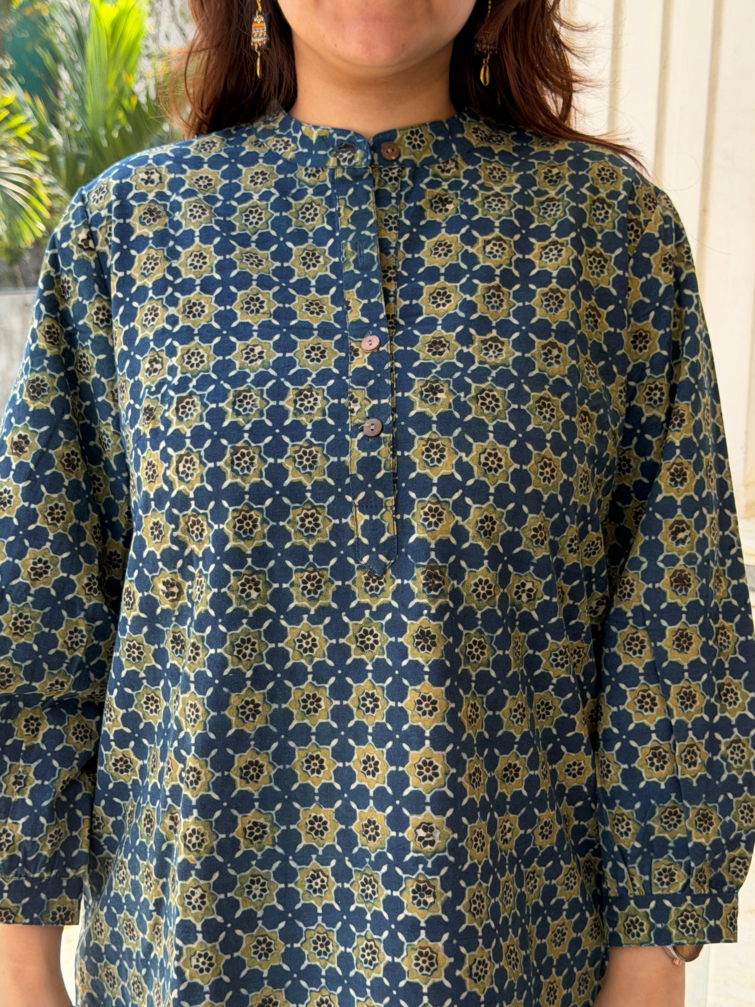 Indigo Ajrak Print Khadi Tunic