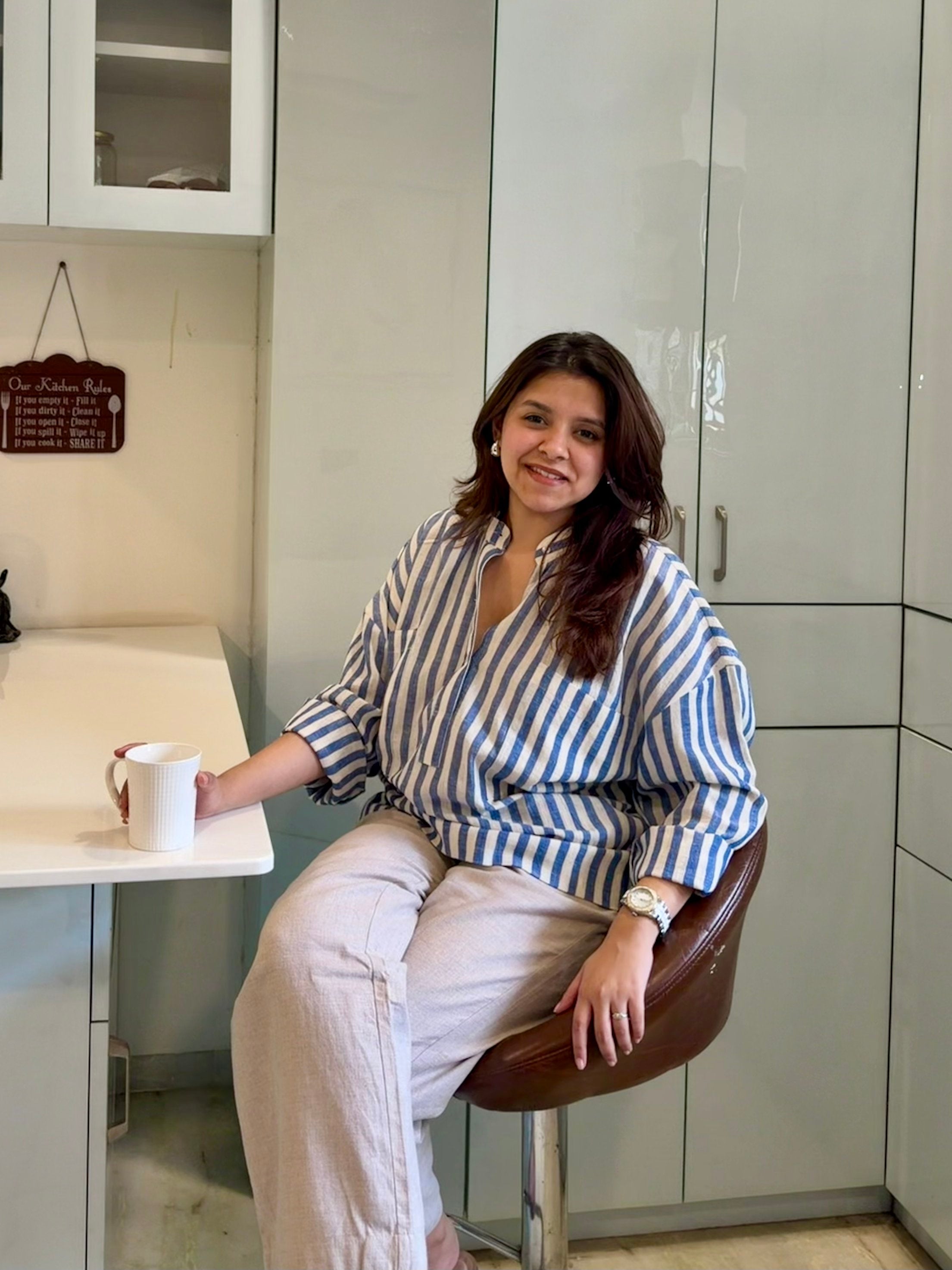 Kala Cotton Blue & White Striped Top