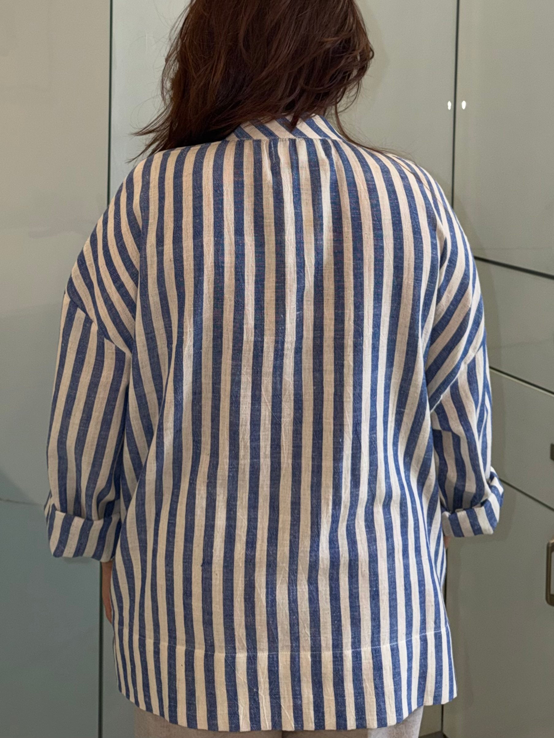 Kala Cotton Blue & White Striped Top