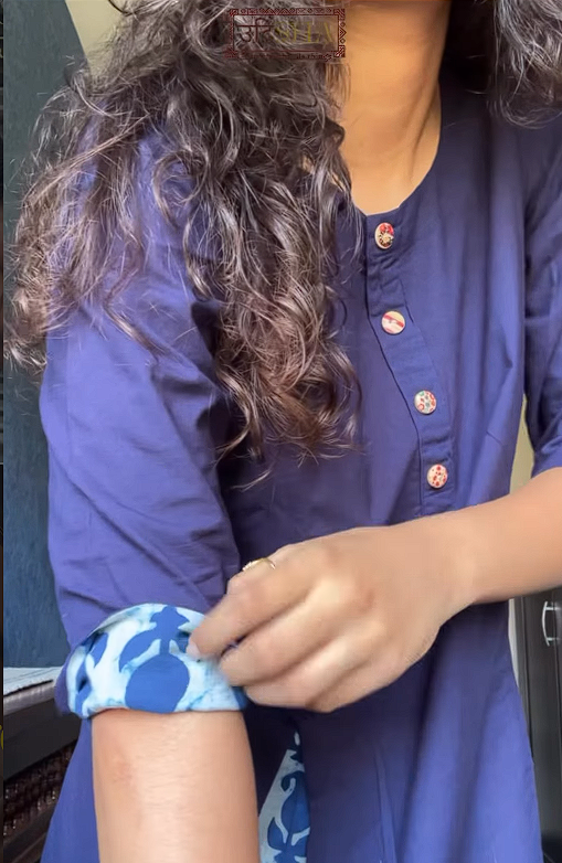 Indigo Cotton Kurta Set with Contrast Detailing
