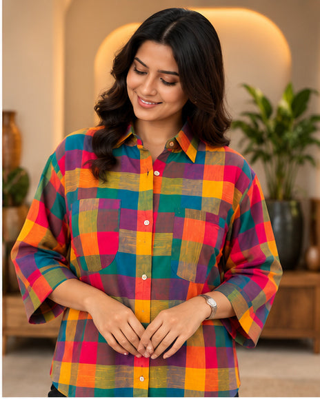 Premium Multicolor South Cotton Checkered Shirt