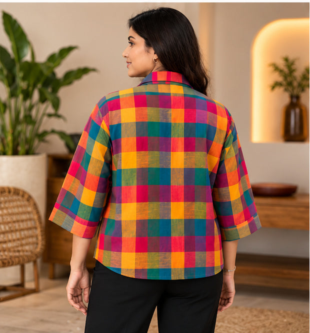 Premium Multicolor South Cotton Checkered Shirt