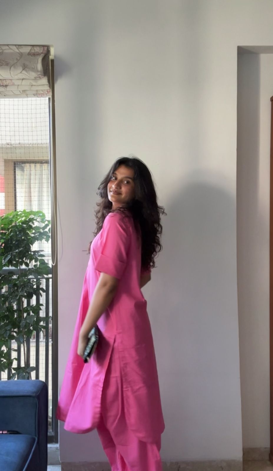 Pink Cotton Shirt with Plain Afghani Pants