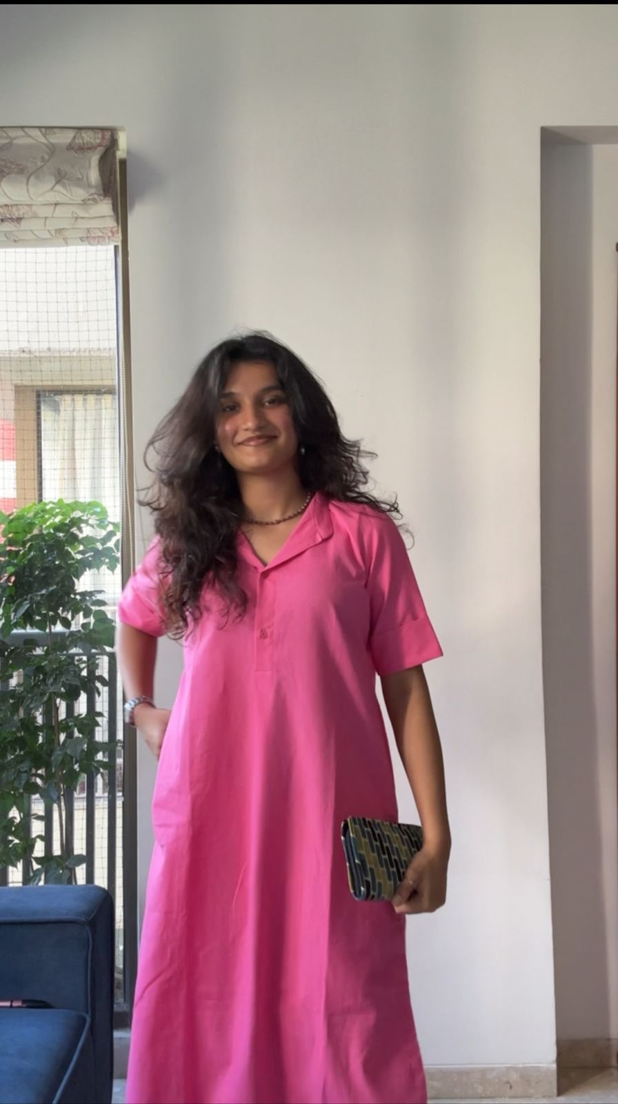 Pink Cotton Shirt with Plain Afghani Pants