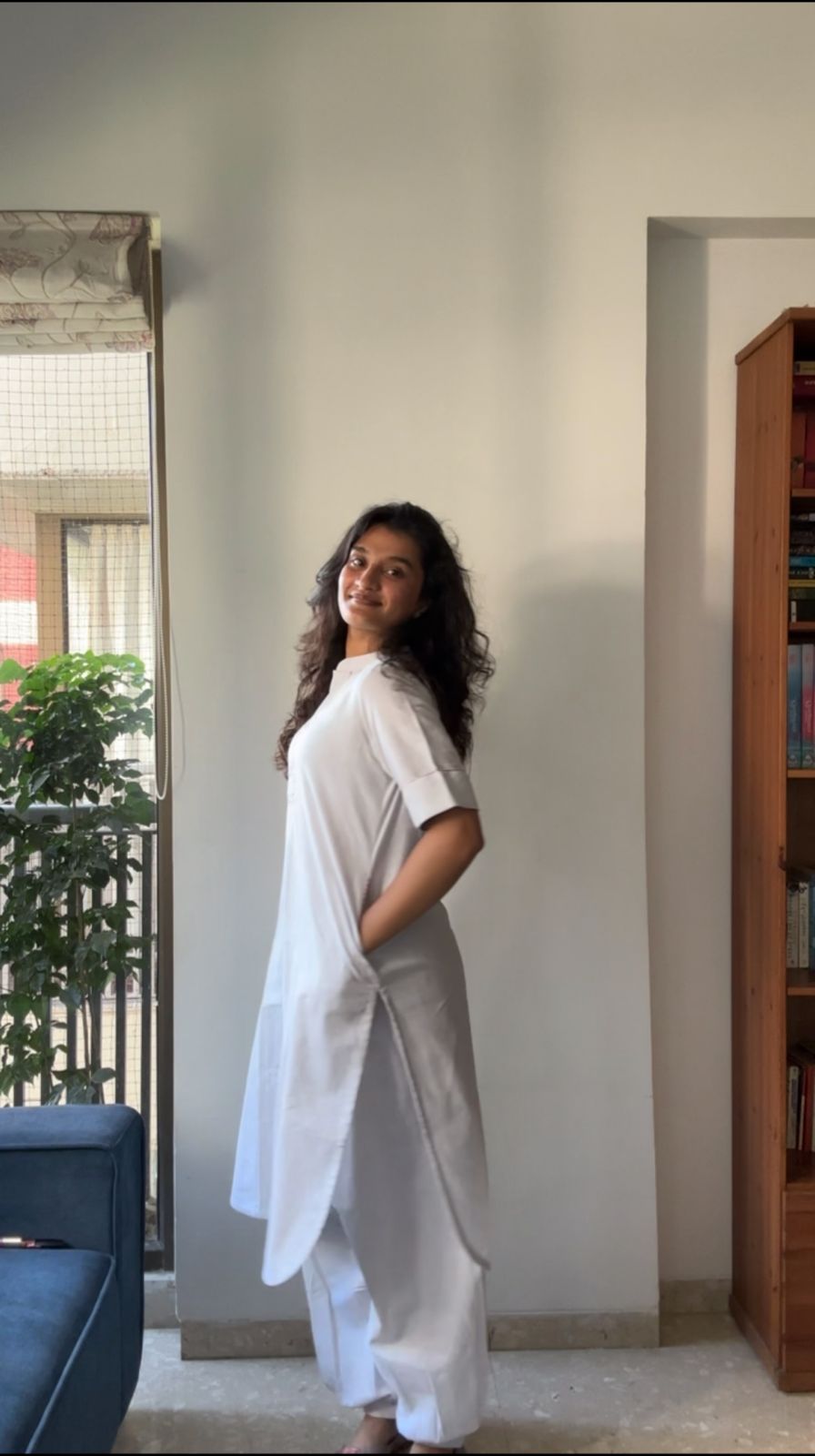 White Cotton Straight Kurta With Afghani Pant – Minimal Classic