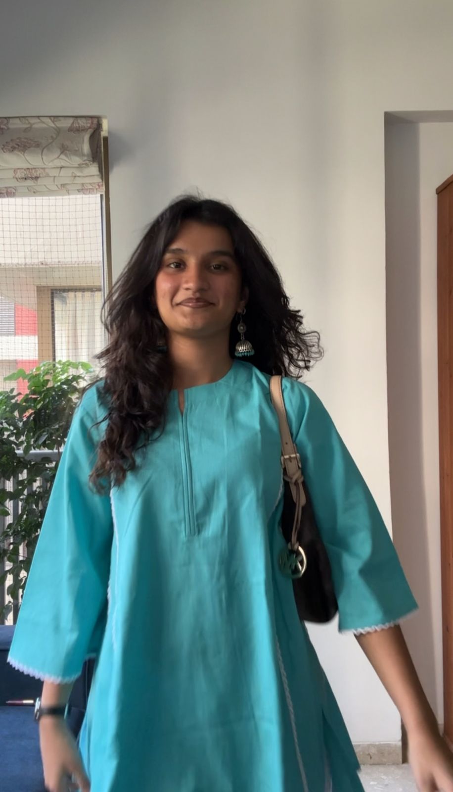 Teal Cotton Kurta Co-ord Set With White Farsi Salwar – Minimal Everyday Wear