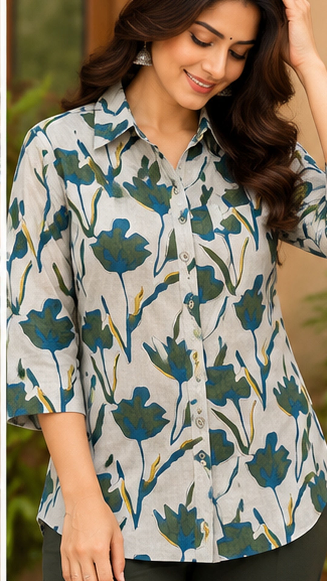 Women’s Botanical Print Cotton Shirt