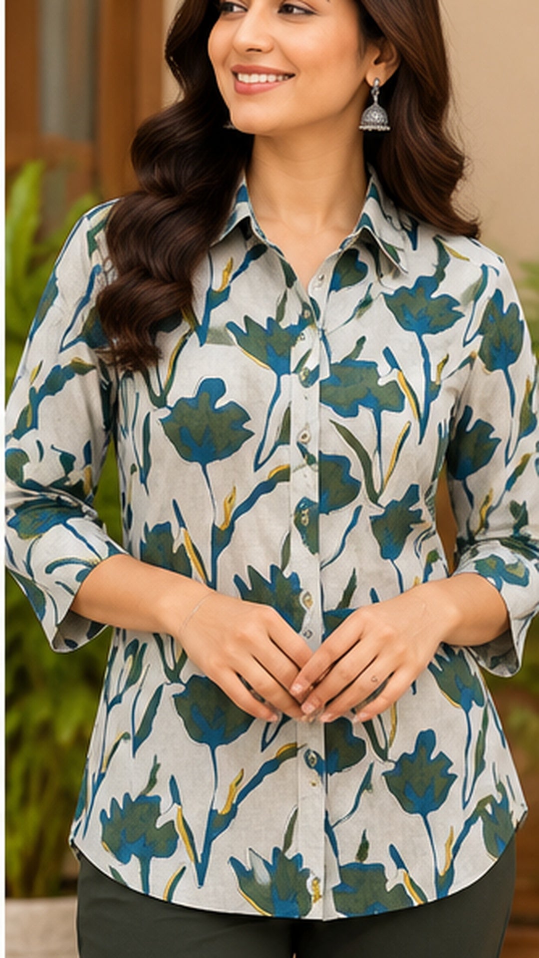 Women’s Botanical Print Cotton Shirt