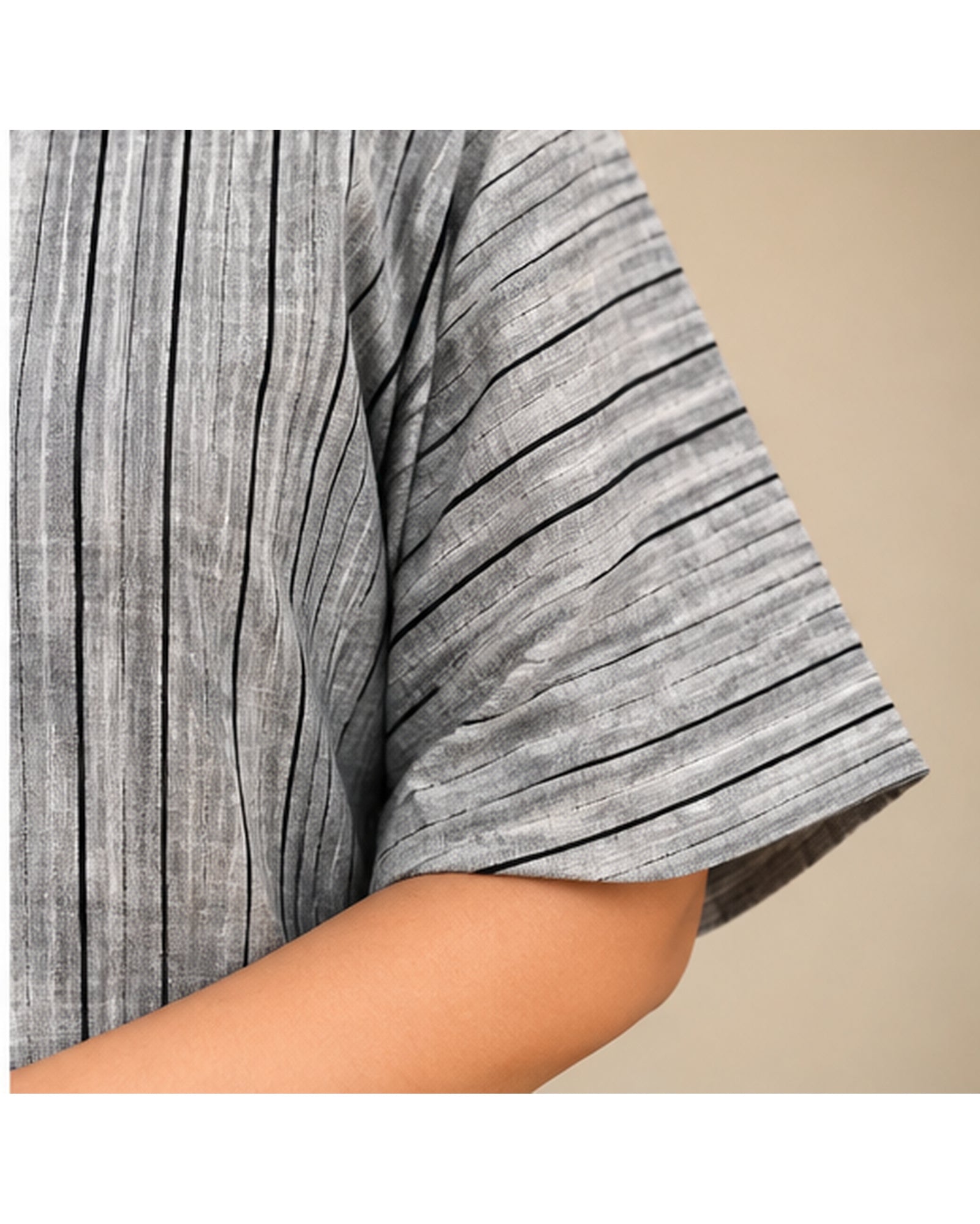 Premium Grey Striped Linen Free Size Kurta