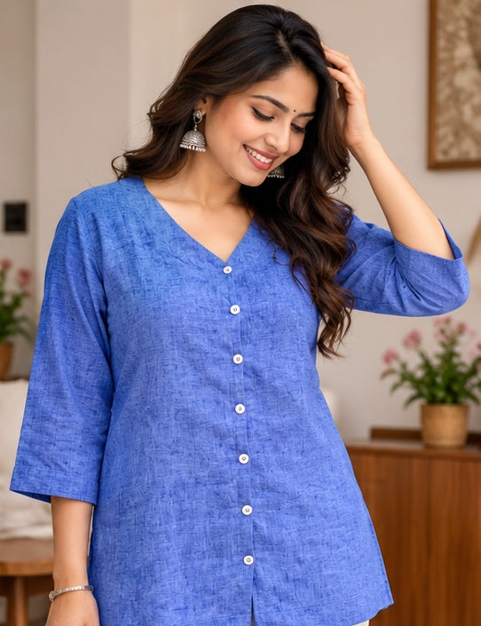 Premium Linen Blue Shirt – Classic Everyday Style