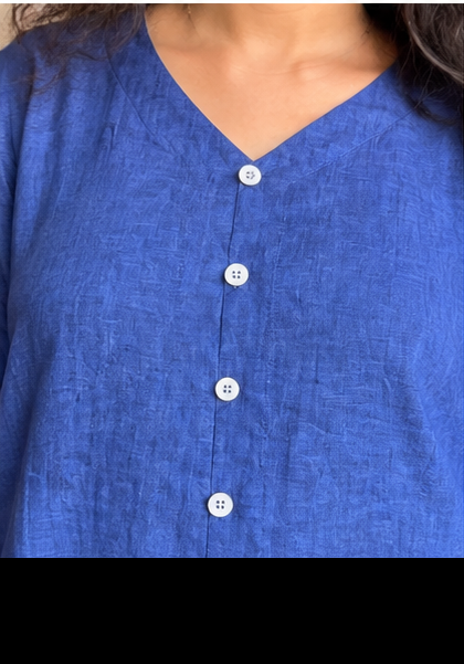 Premium Blue Cotton Kurta Set with Free Style
