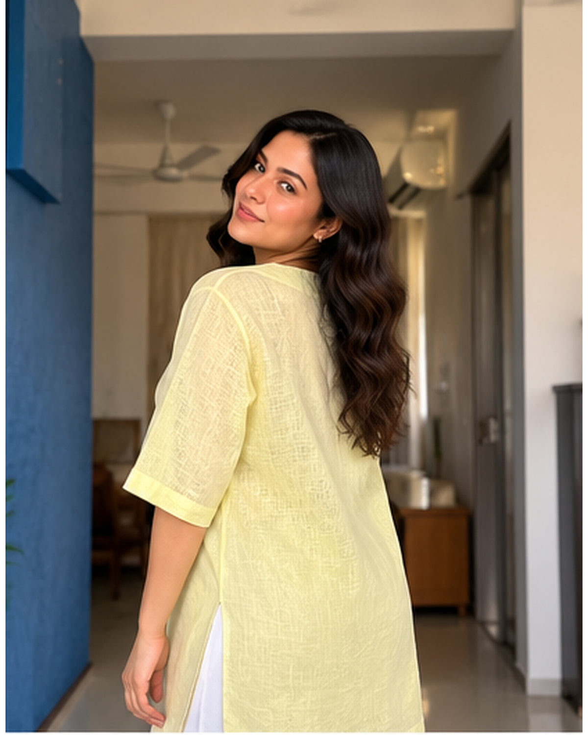 Premium Lemon Yellow Linen Free Size Kurta
