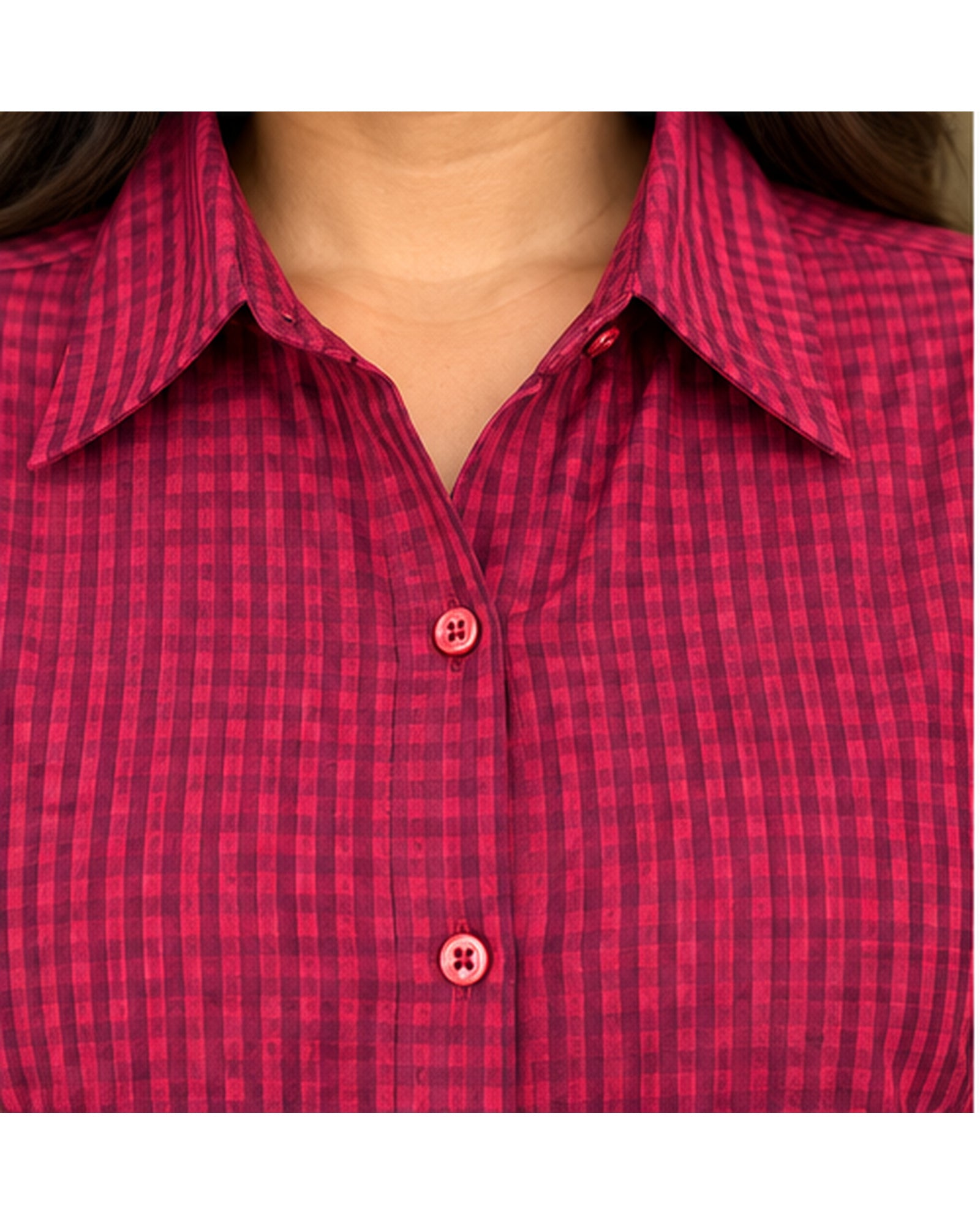Premium Magenta Checked Linen Shirt Kurta