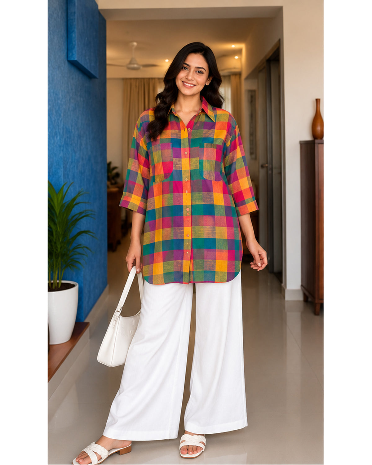 Premium Multicolor Checkered Linen Shirt