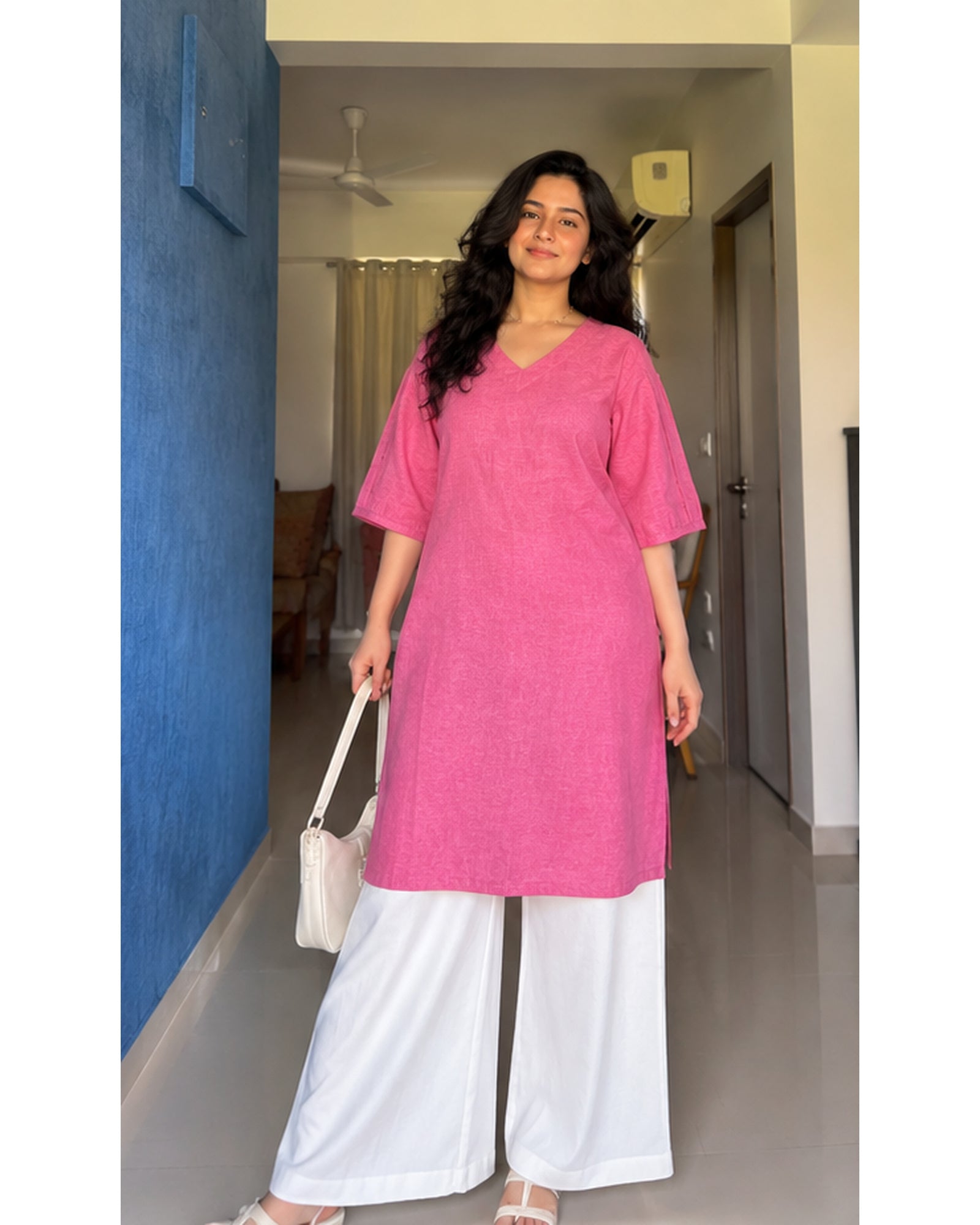 Premium Pink Linen Free Size Top