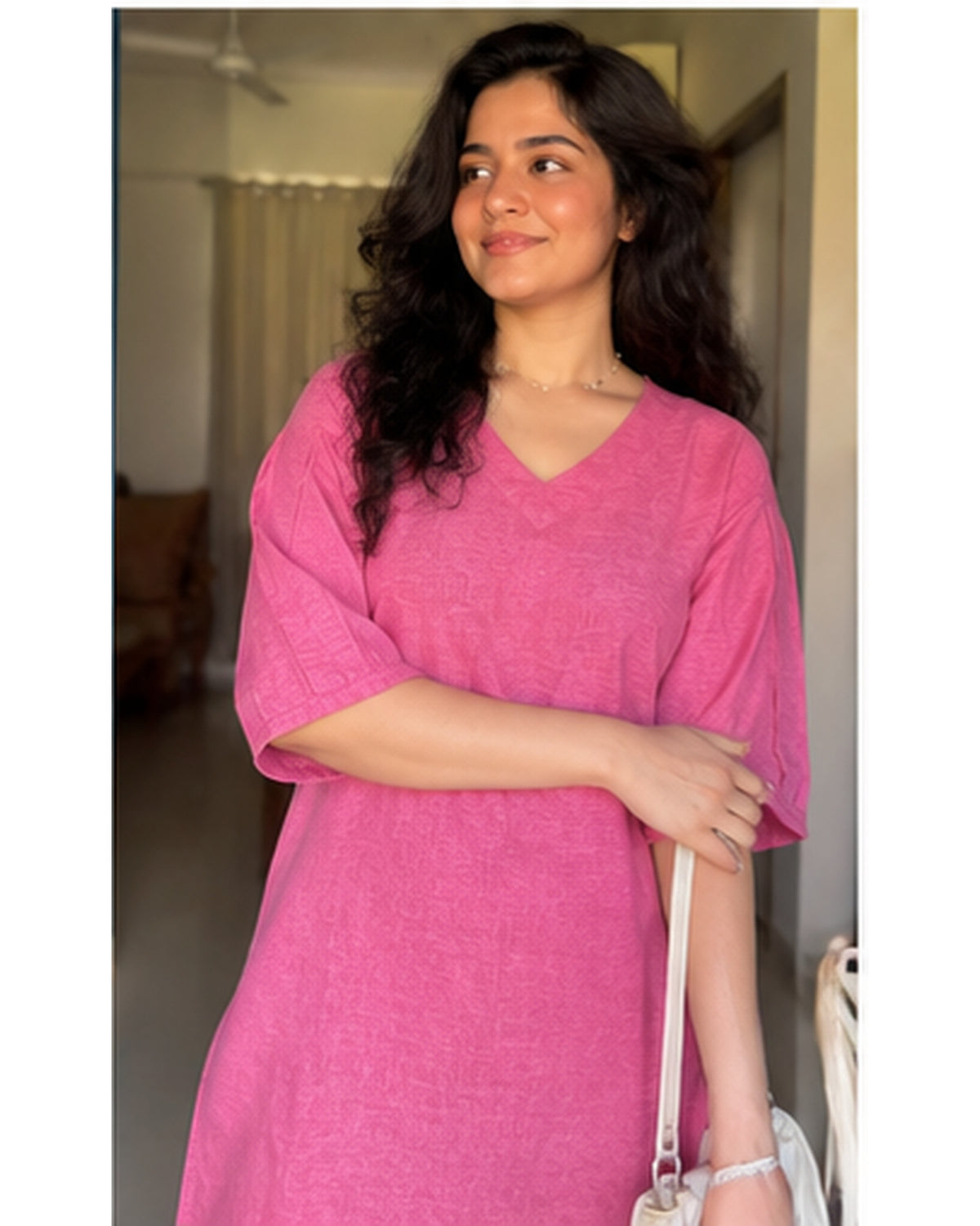 Premium Pink Linen Free Size Top