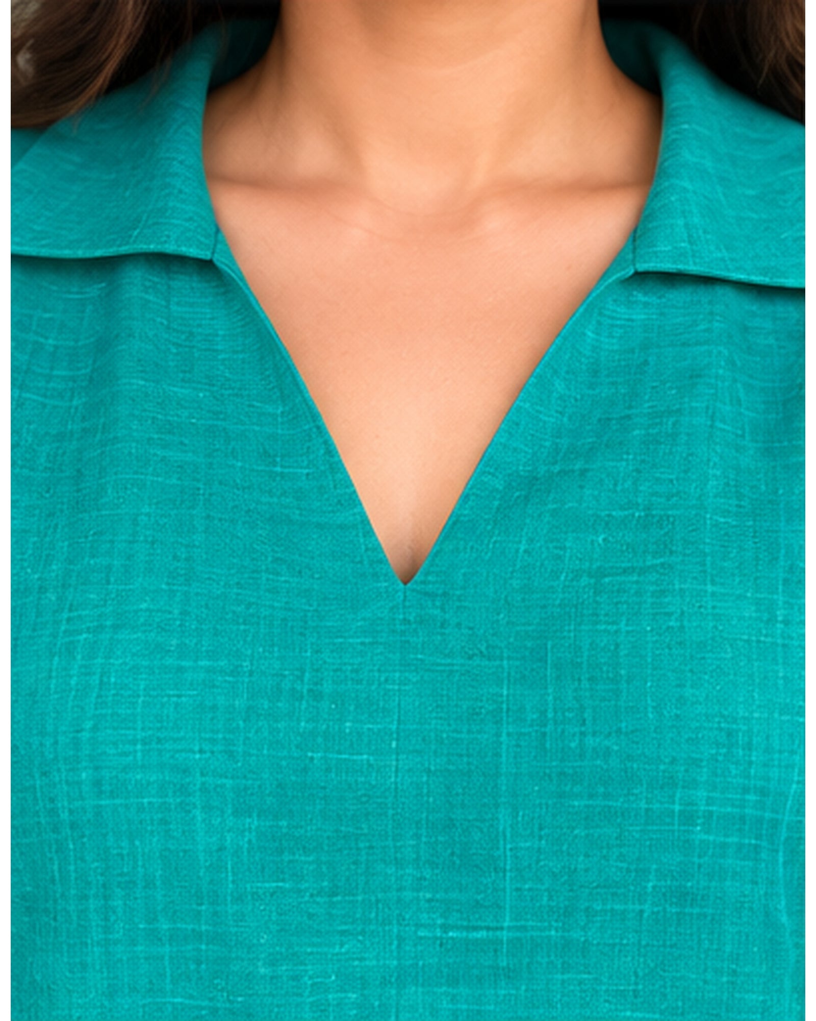 Premium Teal Linen Free Size Kurta