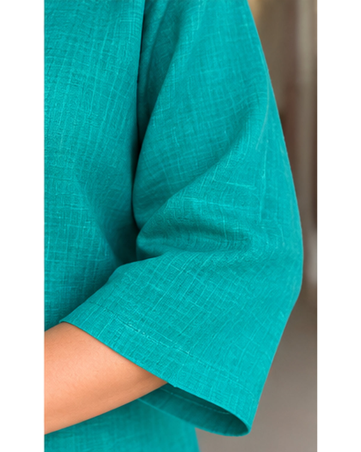 Premium Teal Linen Free Size Kurta